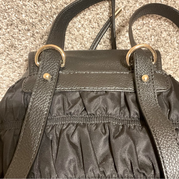 Juicy Couture Convertible Crossbody Purse or a Mini Backpack, black & gold, EUC - Picture 7 of 9